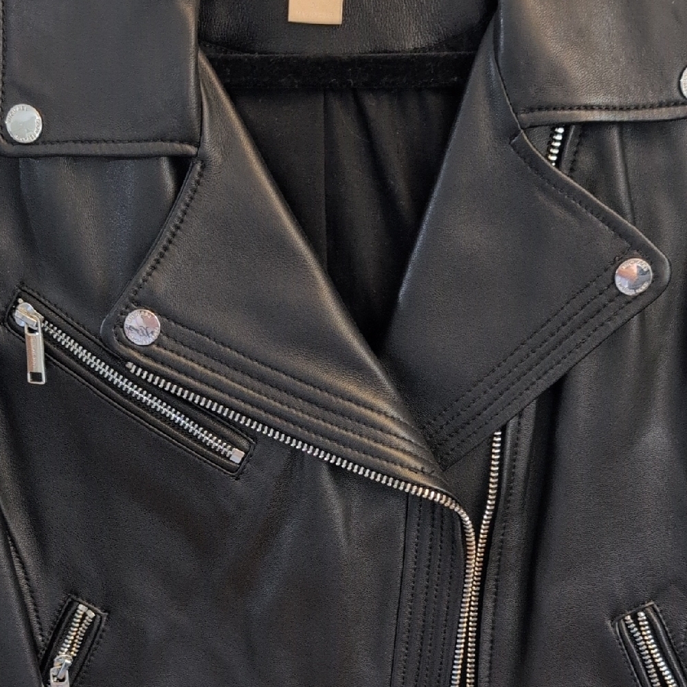 Michael Kors Black Leather Jacket - Picture 3 of 11